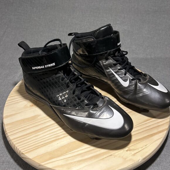 Nike Super Bad Strike Football Cleats 510951-009 Black Men's Size 13 Used - Picture 1 of 10